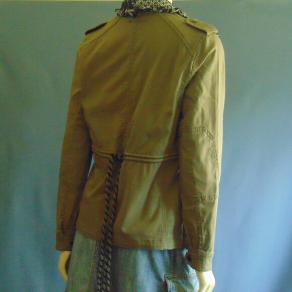 Hei Hei Anthropologie Military Olive Black White Tweed Knit Anorak Jacket XS - Picture 10 of 11